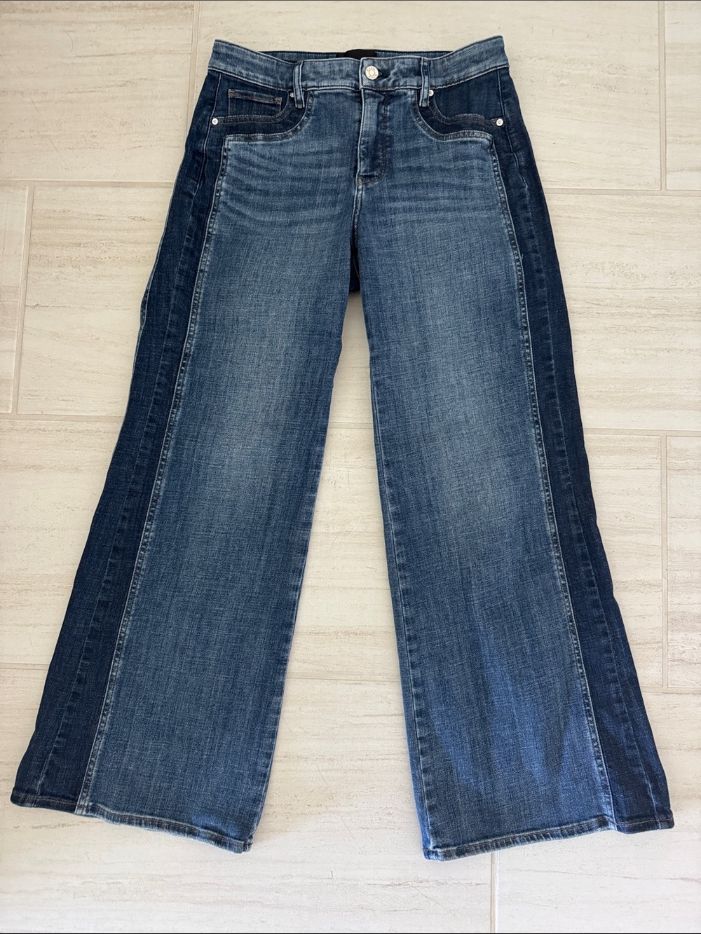 White House Black Market Hi-Rise Color Blocked Wide-Leg Jeans